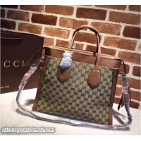 Stylish Gucci GG Supreme Tote With Top Handle 370822 Brown