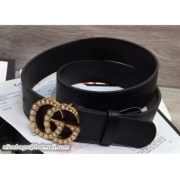 Traditional Discount Gucci Width 38mm Pearl Double G Buckle Leather Belt 453260 Black