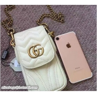 Popular Style Gucci GG Wave Quilted Phone Case Mini Chain Bag 462002 White