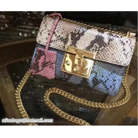 Feminine Gucci Padlock Python Pattern Leather Shoulder Small Shoulder Bag Gary/Blue 2017