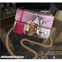 Luxury Gucci Padlock Python Pattern Leather Shoulder Small Shoulder Bag Pink/Gary