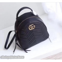 Grade Gucci GG Marmont Quilted Leather Backpack 476671 Black