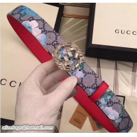 Grade Gucci Width 3.5CM Crystal Double G Buckle Blooms Print Belt G7201 02 2017