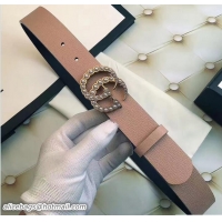 Best Gucci Width 3.5CM Pearl Double G Buckle Leather Belt Pink G7216