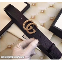 Classic Gucci Width 3.5CM Pearl Double G Buckle Leather Belt Black G7217