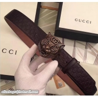 Top Grade Gucci Width 3.8CM Feline Buckle Empreite Leather Belt G7208 2017