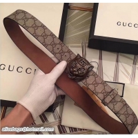 Fashionable Gucci Width 3.8CM Feline Buckle Canvas Belt G7210 2017