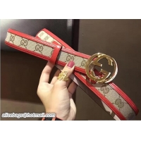 Fashion Gucci Supreme Canvas And Leather Reversible GG Belt Red G7218