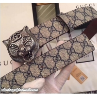 Sophisticated  Gucci Width 3.8CM Feline Buckle Canvas Belt G7211 2017