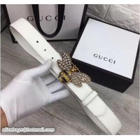 Low Cost Gucci Supreme Canvas And Leather Reversible GG Belt White G7220