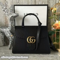 Unique Gucci GG Marmont Leather Top Handle Bag 442622 Black