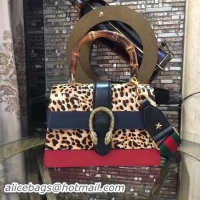 Luxury Gucci Now Bamboo Smooth Leather Top Handle Bag 448075 Leopard