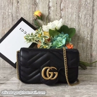 Sumptuous Gucci GG Marmont Velvet Nano Shoulder Bag 476433A Black