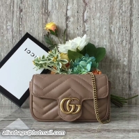 Perfect Gucci GG Marmont Velvet Nano Shoulder Bag 476433A Brown