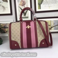 Good Product Gucci Vintage Web Multicolour Canvas Boston Bag 406868 Wine