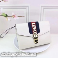 Fashion Gucci Calfskin Leather Clutch 477627 White