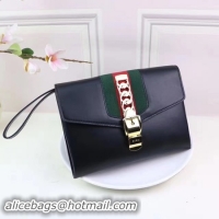 Pretty Style Gucci Calfskin Leather Clutch 477627 Black