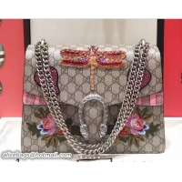 Discount Gucci Sequins Dragonfly and Heart Embroidered Dionysus Leather Shoulder Medium Bag 403348/400235 2017