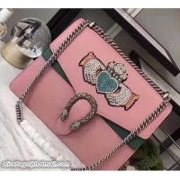 Unique Style Gucci Dionysus Sequins Hands And Heart Leather Shoulder Medium Bag 400235 Pink/Blue 2017