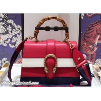 Classic Gucci Dionysus Leather Top Handle Medium Bag 448075 Red/White/Blue