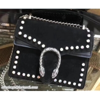 Fashion Gucci Mini Dionysus Crystal Suede Shoulder Bag 421970 Black 2017