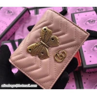 Good Looking Gucci GG Marmont Metal Animal Insects Studs Card Case 466492 Moths Nude Pink 2017