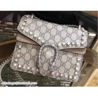 Discount Gucci Mini Dionysus Crystal GG Supreme Canvas Shoulder Bag 421970 Apricot 2017