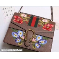 Good Looking Gucci Web Embroidered Floral Dionysus Leather Shoulder Medium Bag 403348/400235 Coffee 2017