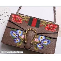 Cheap Price Gucci Web Embroidered Floral Dionysus Leather Shoulder Small Bag 400249 Coffee 2017