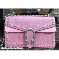 Top Quality Gucci Crystals Dionysus Suede Shoulder Small Bag 400249 Pink 2017