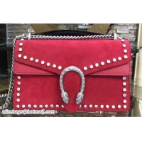 Grade Gucci Crystals Dionysus Suede Shoulder Small Bag 400249 Red 2017