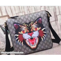 Most Popular Gucci Angry Cat Print GG Supreme Flat Messenger Bag 473886 2017