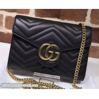 Best Quality Gucci GG Marmont Matelassé Chevron Mini Bag 474575 Black 2017