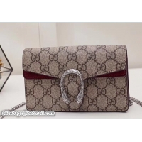 Original Cheap Gucci Dionysus Chain Super Mini Bag 476432 GG Supreme Dark Red 2017