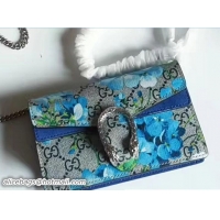 Pretty Style Gucci Dionysus Chain Super Mini Bag 476432 GG Blue Blooms 2017