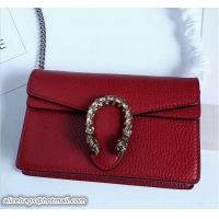 Stylish Gucci Dionysus Chain Super Mini Bag 476432 Leather Red 2017