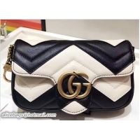 Fashion Luxury Gucci GG Marmont Matelassé Chevron Super Mini Chain Shoulder Bag 476433 2017