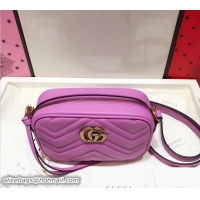 Grade Quality Gucci GG Marmont Matelassé Chevron Mini Chain Shoulder Camera Bag 448065 Dark Pink 2017