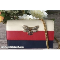 Stylish Gucci Queen Margaret Leather Leather Mini Bag 476079 White/Red/Blue