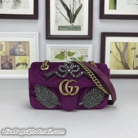 Trendy Design Gucci GG Marmont Embroidered Velvet mini Bag 446744 Purple