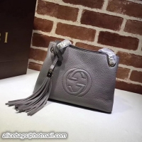 Classic Hot Gucci Soho Small Tote Bag Calfskin Leather 387043 Grey