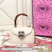 Low Price Gucci Frame Print Leather Top Handle Bag 488667 OffWhite