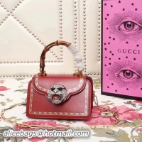 Top Grade Gucci Frame Print Leather Top Handle Bag 488667 Red