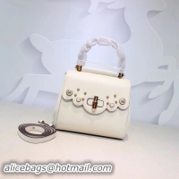 Best Price Gucci Bamboo Leather Top Handle Bag 476448 OffWhite