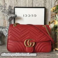 Classic Gucci GG Marmont Matelasse Shoulder Bag 443496 Red