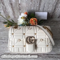 Shop Cheap Gucci GG Marmont Matelasse Shoulder Bag 443497 OffWhite