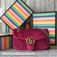 Shop Cheap Gucci GG Marmont Chevron Velvet Shoulder Bag 443497 Rose