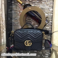 Top Design Gucci GG Marmont Small Shoulder Bag 498100 Black