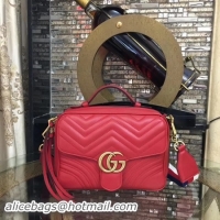 Classic Gucci GG Marmont Small Shoulder Bag 498100 Red