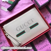 Discount Fashion Gucci GG Marmont Calfskin Leather Clutch 466489 OffWhite